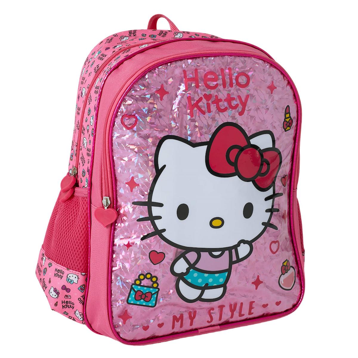 Kaukko 2225 Hello Kitty 2 Gözlü Pembe İlkokul Kız Çocuk Sırt Çantası