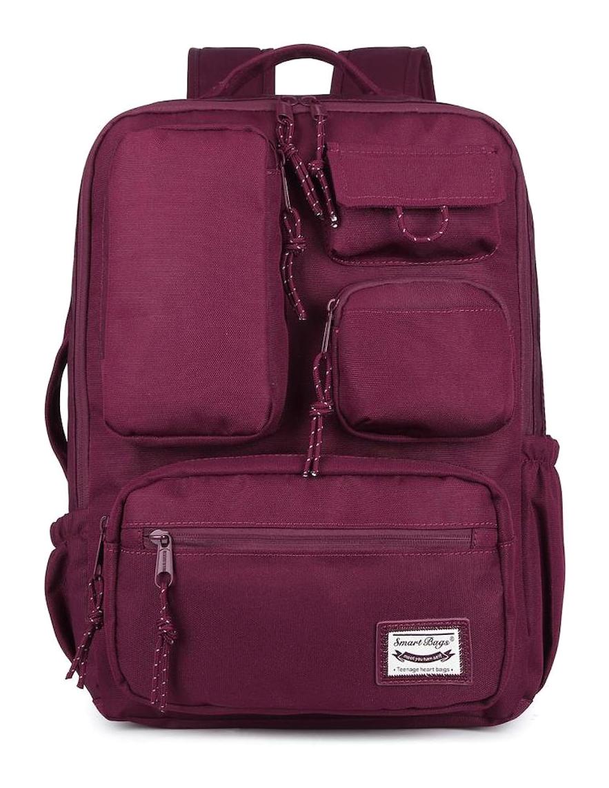 Smart Bags 3210 Çok Gözlü Bordo Lise-Üniversite Kız Çocuk Sırt Çantası