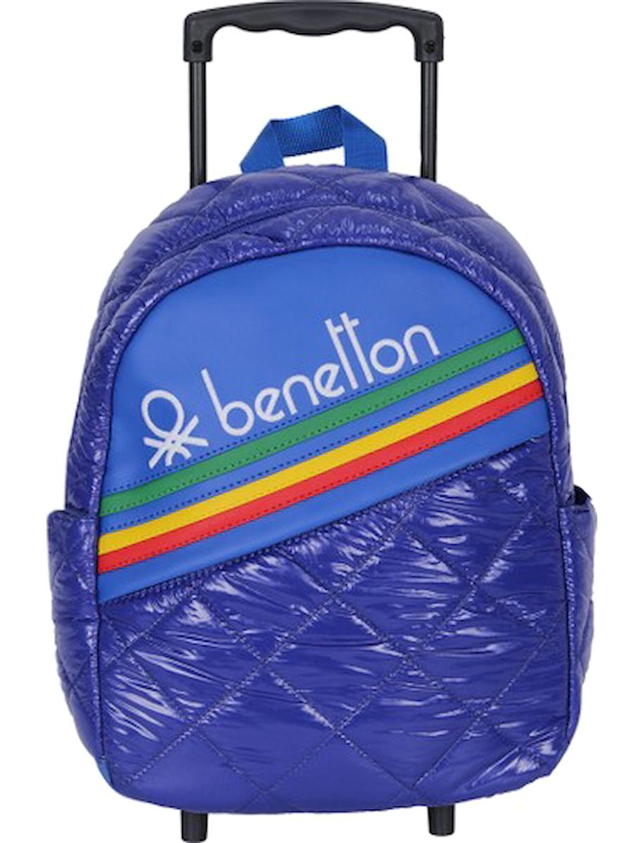 United Colors Of Benetton 70261 Kapitone Tekerlekli Su Geçirmez 2 Gözlü Lacivert Anaokulu Unisex Çekçekli Çantası