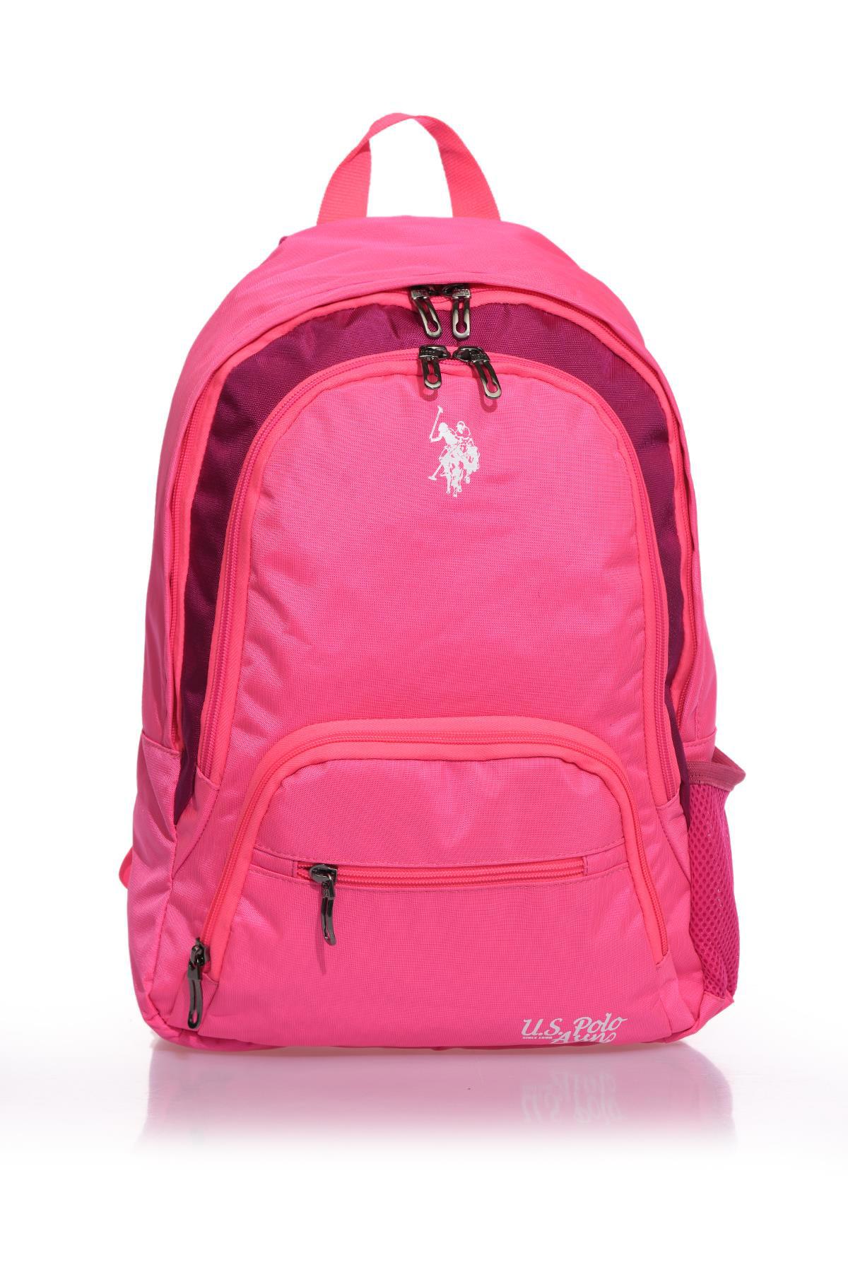 U.S. Polo Assn. PLÇAN22058 Su Geçirmez 4 Gözlü Pembe Lise-Üniversite Unisex Sırt Çantası