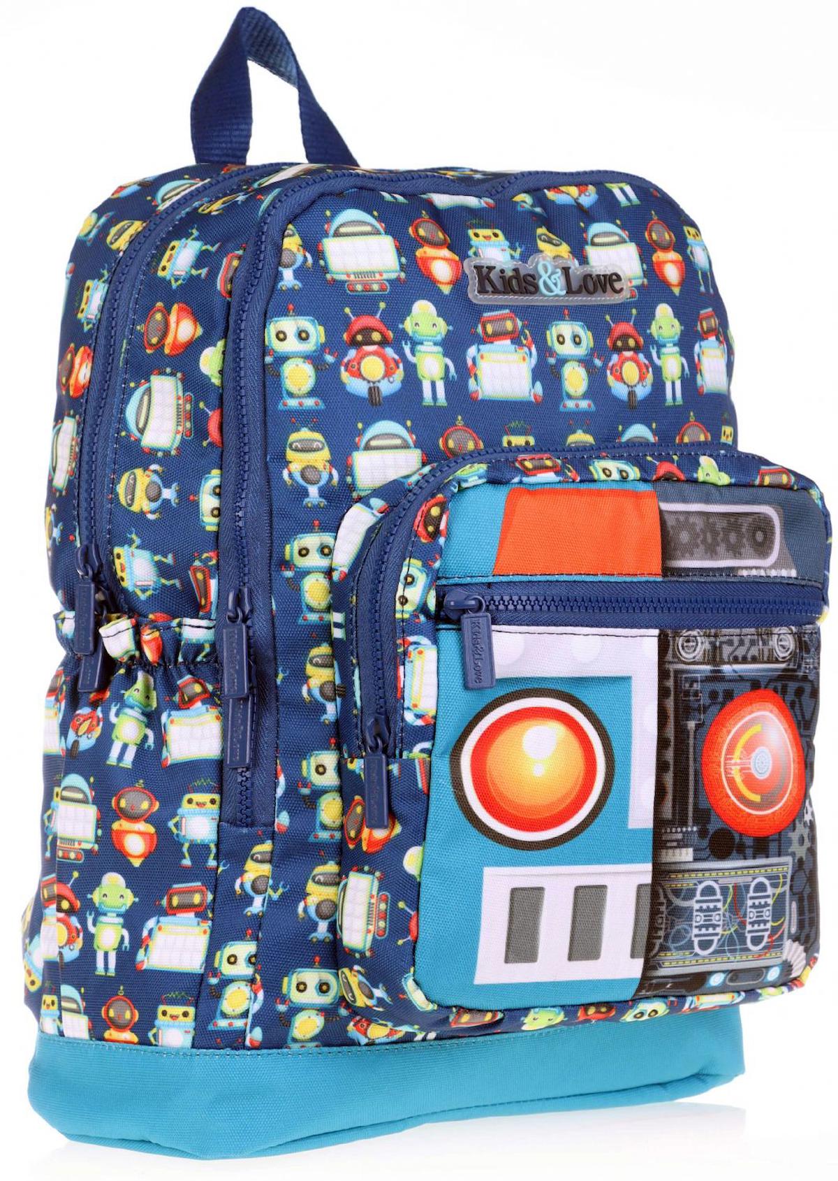 Kaukko Kids&Love Robot 4 Gözlü Mavi İlkokul Erkek Çocuk Sırt Çantası