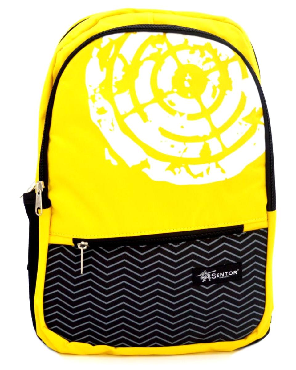 Sentor SN-2003 Yazılı 2 Gözlü Sarı Lise-Üniversite Unisex Sırt Çantası
