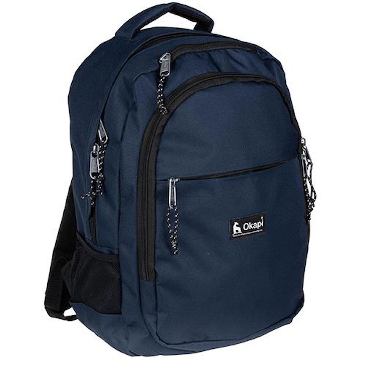 Okapi OKP-145 Su Geçirmez 4 Gözlü Lacivert Lise-Üniversite Unisex Sırt Çantası