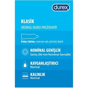 Durex Klasik Prezervatif 3x20'li