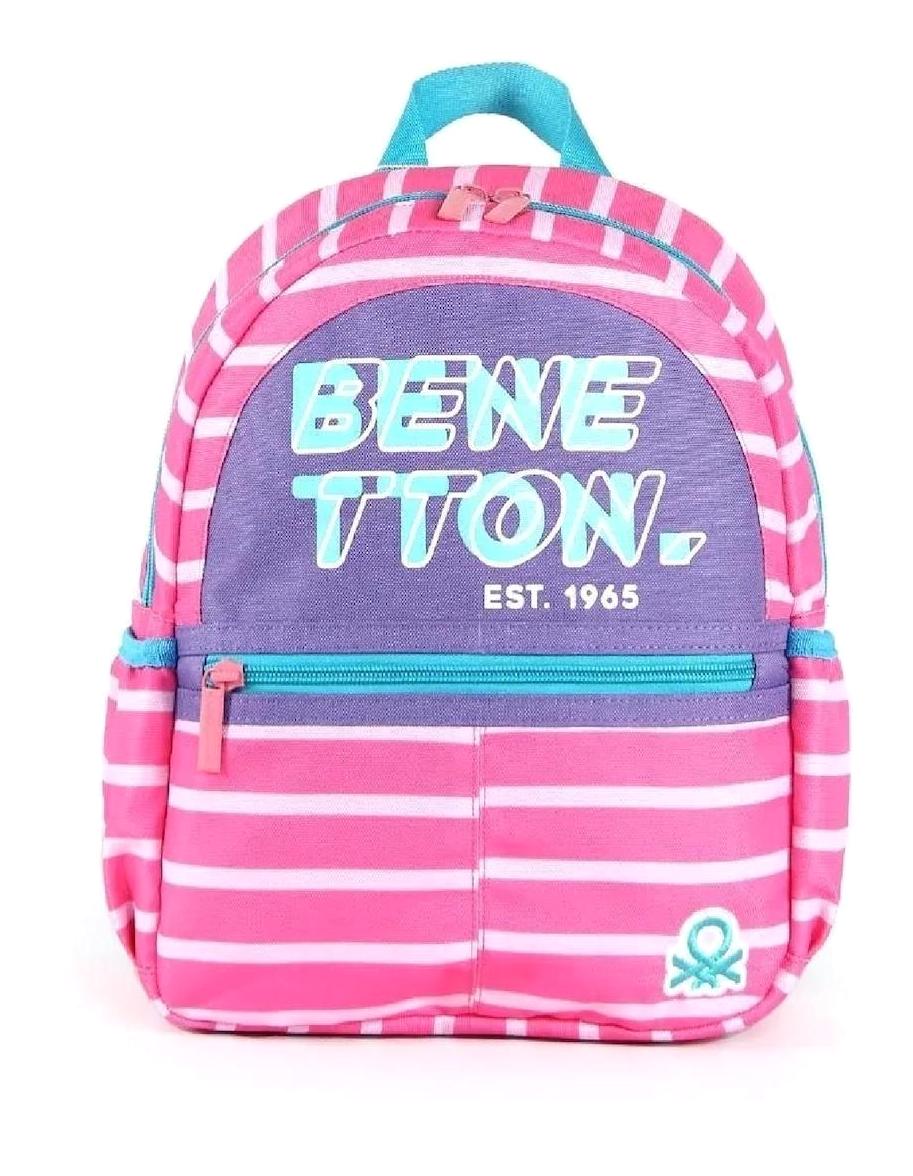 United Colors Of Benetton 03750 Çizgili 4 Gözlü Pembe Anaokulu Kız Çocuk Sırt Çantası