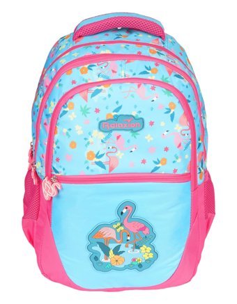 Relaxion Flamingo Hayvan 3 Gözlü Pembe-Turkuaz İlkokul Kız Çocuk Sırt Çantası + Beslenme Çantası