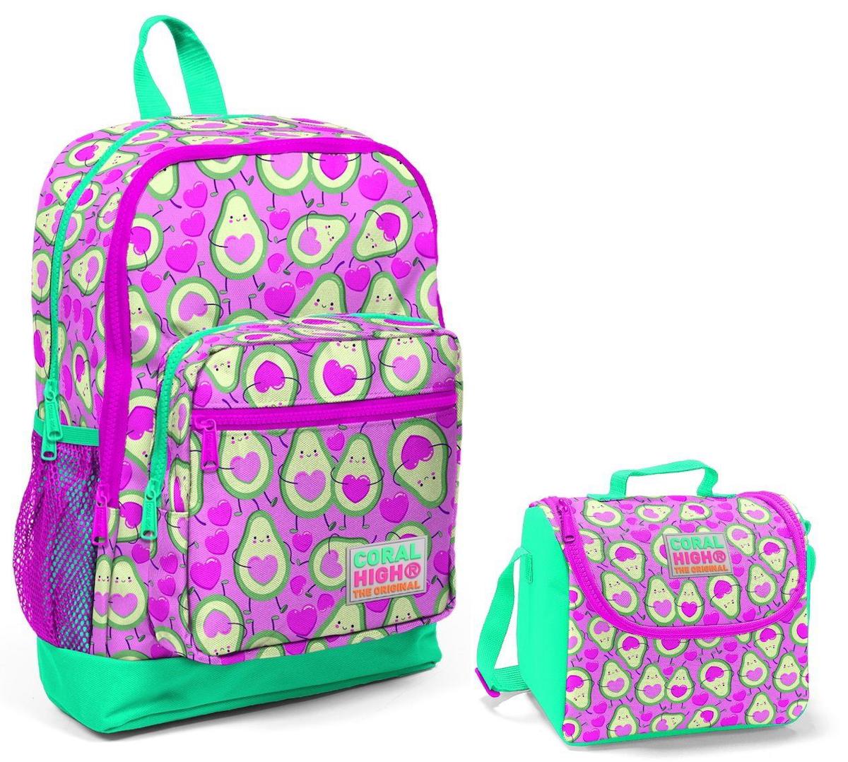 Yaygan Çanta Kids Avokado Su Geçirmez 4 Gözlü Pembe İlkokul Kız Çocuk Sırt Çantası + Beslenme Çantası
