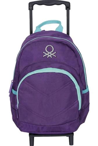 United Colors Of Benetton 70462 Tekerlekli 2 Gözlü Mor Anaokulu Unisex Çekçekli Çantası