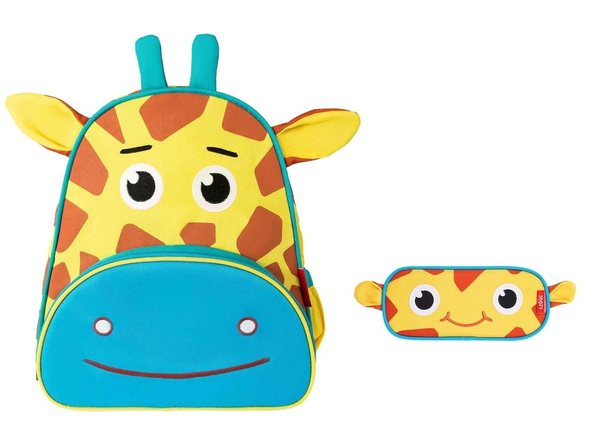Zoozy Zürafa Hayvan 2 Gözlü Çok Renkli Anaokulu Unisex Sırt Çantası + Kalemlik