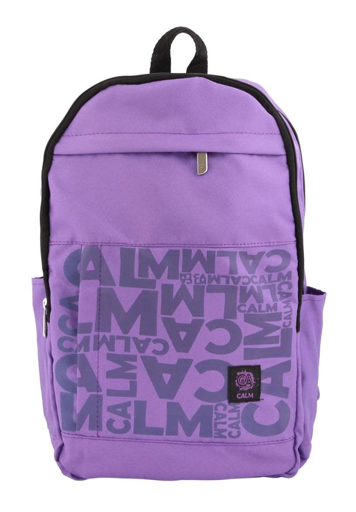 Biggdesign Moods Up Calm Yazılı 5 Gözlü Mor Lise-Üniversite Unisex Sırt Çantası