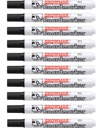 Snowman Bg-12 12 Adet Doldurulabilir Silinebilir Siyah Tahta Kalemi