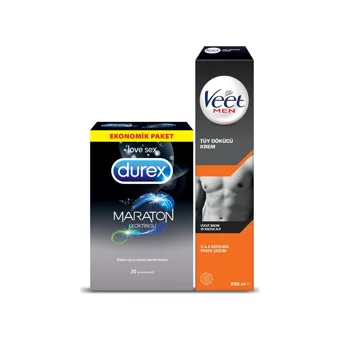 Durex Maraton Geciktiricili Prezervatif 20'li+Veet Men Tüy Dökücü Krem 200 ml