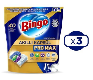 Bingo Akıllı Kapsül Pro Max Tablet Bulaşık Makinesi Deterjanı 3 x 40 Adet