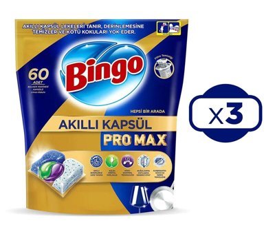 Bingo Akıllı Kapsül Pro Max Tablet Bulaşık Makinesi Deterjanı 3 x 60 Adet