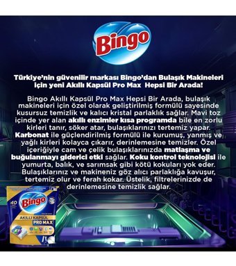 Bingo Akıllı Kapsül Pro Max Tablet Bulaşık Makinesi Deterjanı 40 Adet