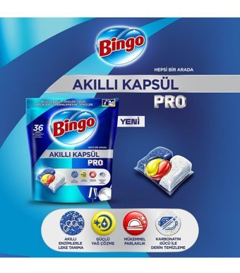 Bingo Akıllı Kapsül Pro Tablet Bulaşık Makinesi Deterjanı 36 Adet