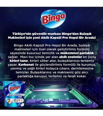 Bingo Akıllı Kapsül Pro Tablet Bulaşık Makinesi Deterjanı 50 Adet