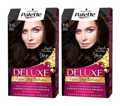 Palette Deluxe 3-0 Koyu Kahve Amonyaksız Krem Saç Boyası 2x60 ml
