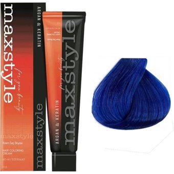 Maxstyle Argan & Keratin Mavi Amonyaksız Krem Saç Boyası 60 ml