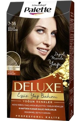 Palette Deluxe 7-36 Küllü Kestane Amonyaksız Krem Saç Boyası 3x60 ml