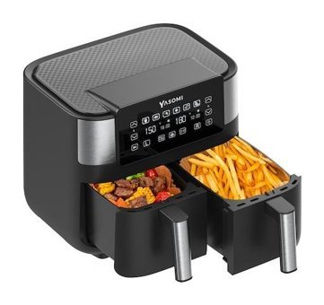 Yasomi Y80 Airfryer 8 lt İki Hazneli Yağsız Sıcak Hava Fritözü Siyah