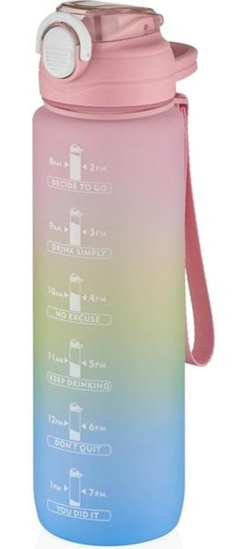 Vagonlife Pipetli Çok Renkli Plastik Motivasyonlu Matara 1 lt