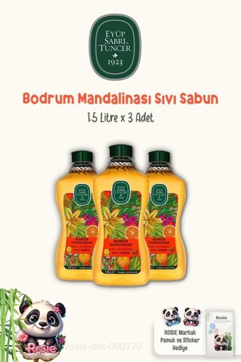 Eyüp Sabri Tuncer Bodrum Mandalinası Alkolsüz Vegan Parabensiz Organik Nemlendiricili 3'lü 1.5 lt Sıvı Sabun
