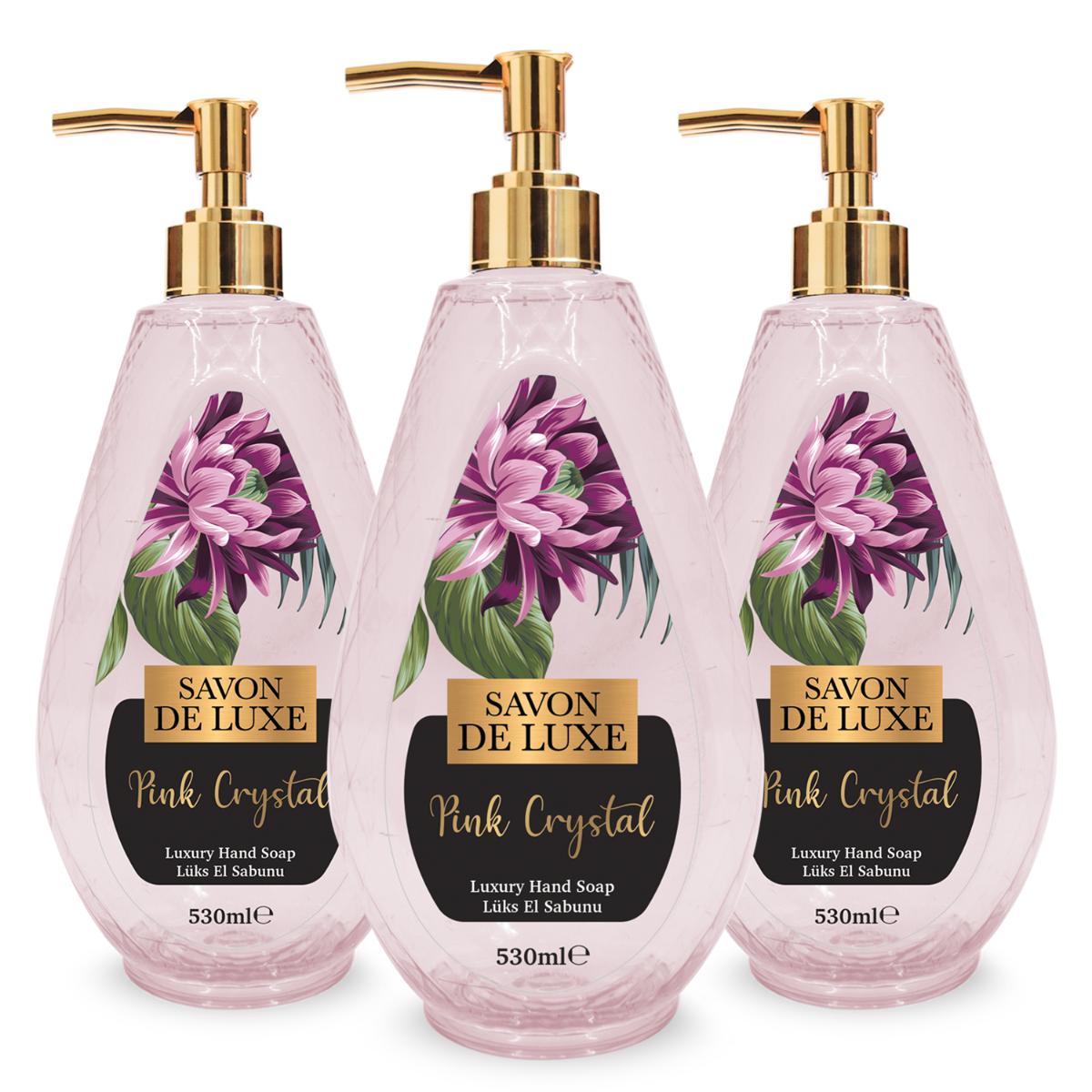 Savon De Luxe Crytal Line Luxury Meyve Kokulu Alkolsüz Vegan Parabensiz Nemlendiricili 3'lü 530 ml Sıvı Sabun
