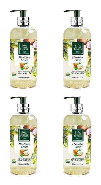Eyüp Sabri Tuncer Hindistan Cevizli Alkolsüz Vegan Parabensiz Nemlendiricili 4'lü 500 ml Sıvı Sabun