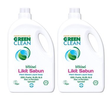 Green Clean Portakal Yağlı Alkolsüz Vegan Parabensiz Organik Nemlendiricili 2'li 2.75 lt Sıvı Sabun
