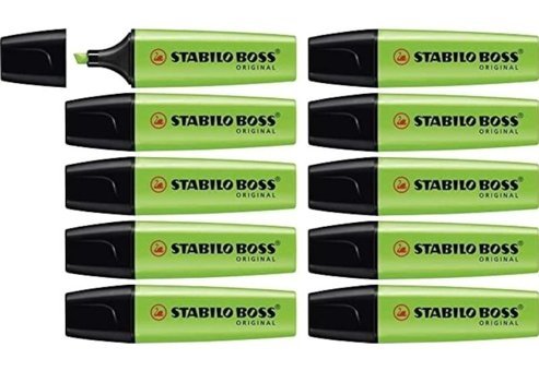 Stabilo Boss 10'lu Neon Yeşil Kesik Uçlu Fosforlu Kalem Seti