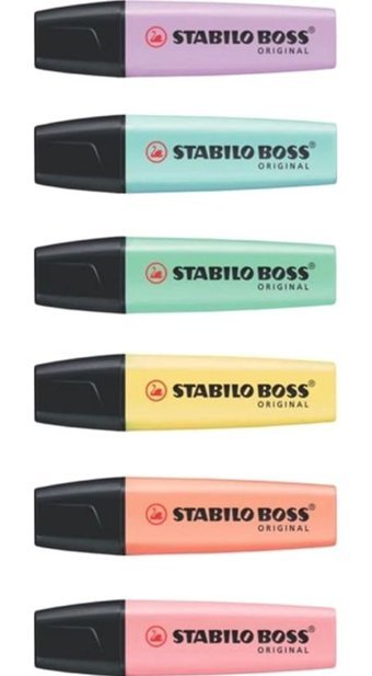 Stabilo Boss 6'lı Pastel Çok Renkli Kesik Uçlu Fosforlu Kalem Seti