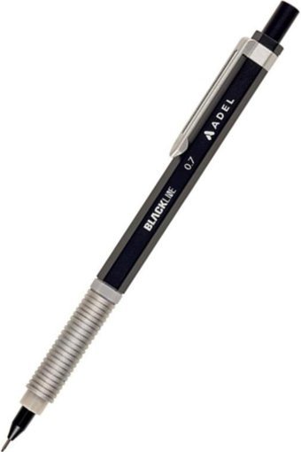 Adel Blackline Silgili Metal Metalik Gri-Siyah 0.7 mm Uçlu Versatil Kalem