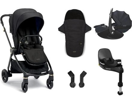 Mamas & Papas Strada Çift Yönlü Katlanabilir 360 Derece Dönen Tam Yatar Travel Sistem Bebek Arabası Siyah