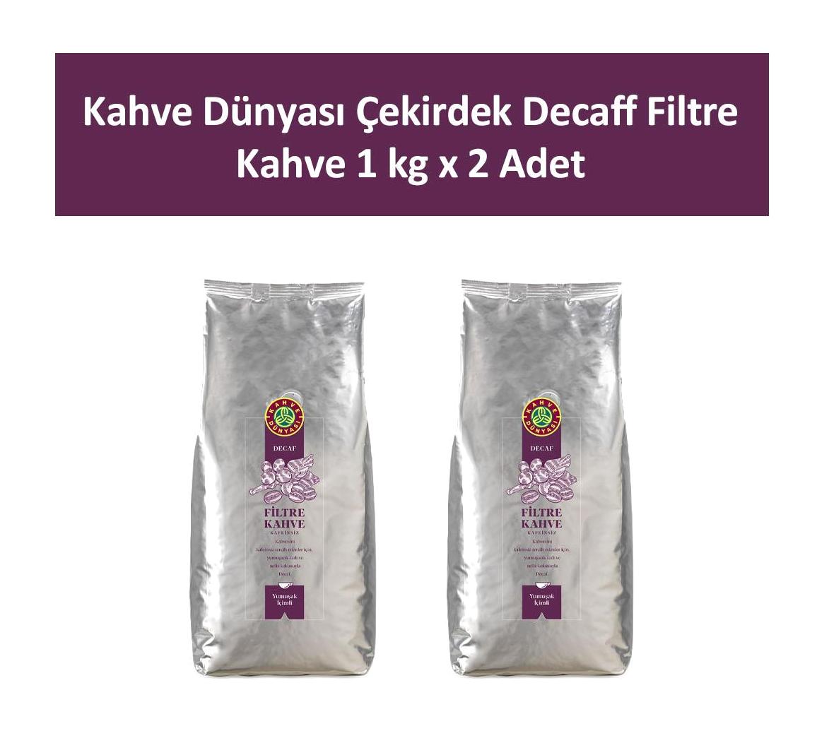 Kahve Dünyası Kafeinsiz Sade Arabica Çekirdek Filtre Kahve 2x1 kg