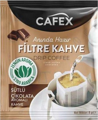 Cafex Sütlü Çikolatalı Aromalı Arabica Öğütülmüş Filtre Kahve 16x8 gr