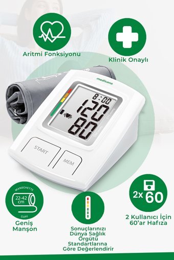 Medisana 23205 2 Kullanıcı 60 Ölçüm Hafızalı Konuşan Dijital Koldan Tam Otomatik Tansiyon Aleti