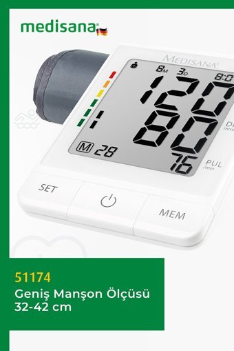 Medisana 51174 2 Kullanıcı 240 Ölçüm Hafızalı Konuşan Dijital Koldan Tam Otomatik Tansiyon Aleti