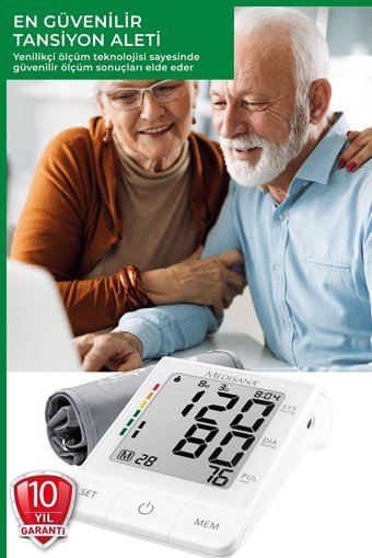 Medisana 51174 2 Kullanıcı 240 Ölçüm Hafızalı Konuşan Dijital Koldan Tam Otomatik Tansiyon Aleti