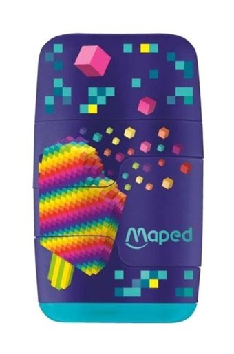 Maped 049223 Connect Pixel Party Silgili Manuel Plastik Kalemtıraş Pembe 20 Adet