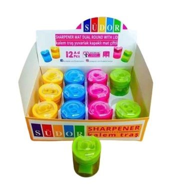 Südor K-T08 Kapaklı Manuel Plastik Kalemtıraş Beyaz