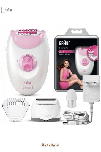 Braun Genital Bölge Tüm Vücut Koltuk Altı Bacak İçin 20 Cımbızlı 3 Başlıklı Kablolu-Kablosuz Islak Kuru Epilasyon Aleti Beyaz-Pembe