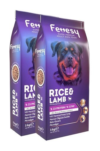 Fevesy Kuzu Etli-Pirinç Tüm Irklar Yetişkin Köpek Maması 2x3 kg