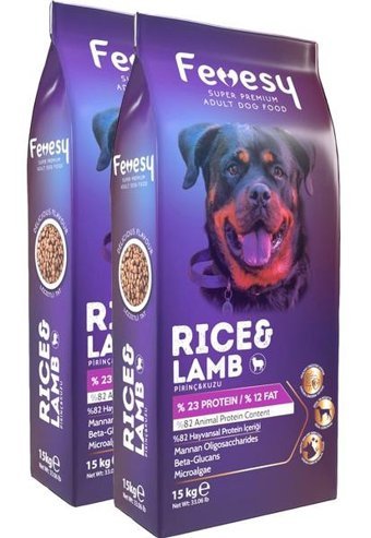 Fevesy Kuzu Etli-Pirinç Tüm Irklar Yetişkin Köpek Maması 2x15 kg