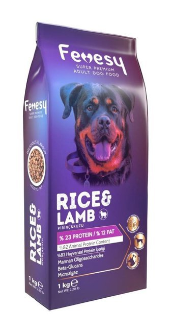 Fevesy Kuzu Etli-Pirinç Tüm Irklar Yetişkin Köpek Maması 1 kg