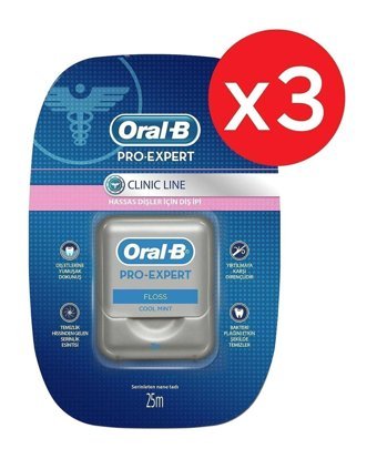Oral-B Pro Expert Clinic Line Aromasız 25 m 3 Adet Diş İpi