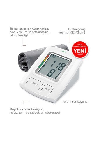 Medisana 48645 2 Kullanıcı 120 Ölçüm Hafızalı Dijital Koldan Tam Otomatik Tansiyon Aleti