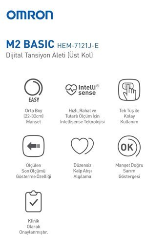 Omron Omron M2 1 Kullanıcı 30 Ölçüm Hafızalı Dijital Koldan Tam Otomatik Tansiyon Aleti