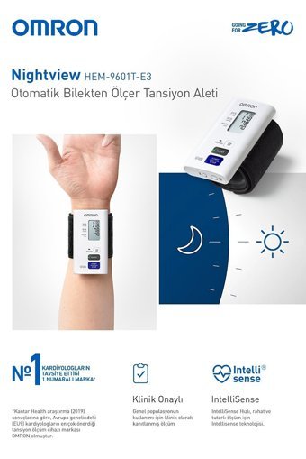 Omron Nightview 1 Kullanıcı 350 Ölçüm Hafızalı Dijital Bilekten Tam Otomatik Tansiyon Aleti
