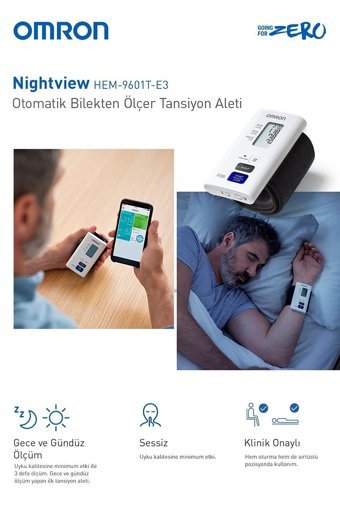 Omron Nightview 1 Kullanıcı 350 Ölçüm Hafızalı Dijital Bilekten Tam Otomatik Tansiyon Aleti